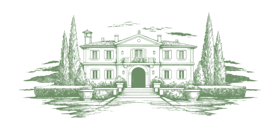 Ilustración decorativa de villa mediterránea